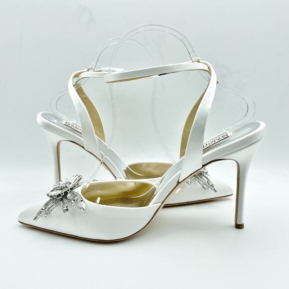 Badgley Mischka Womens Kalista Stiletto Heel US 8M EU 38.5 White Satin NIB - Picture 6 of 12